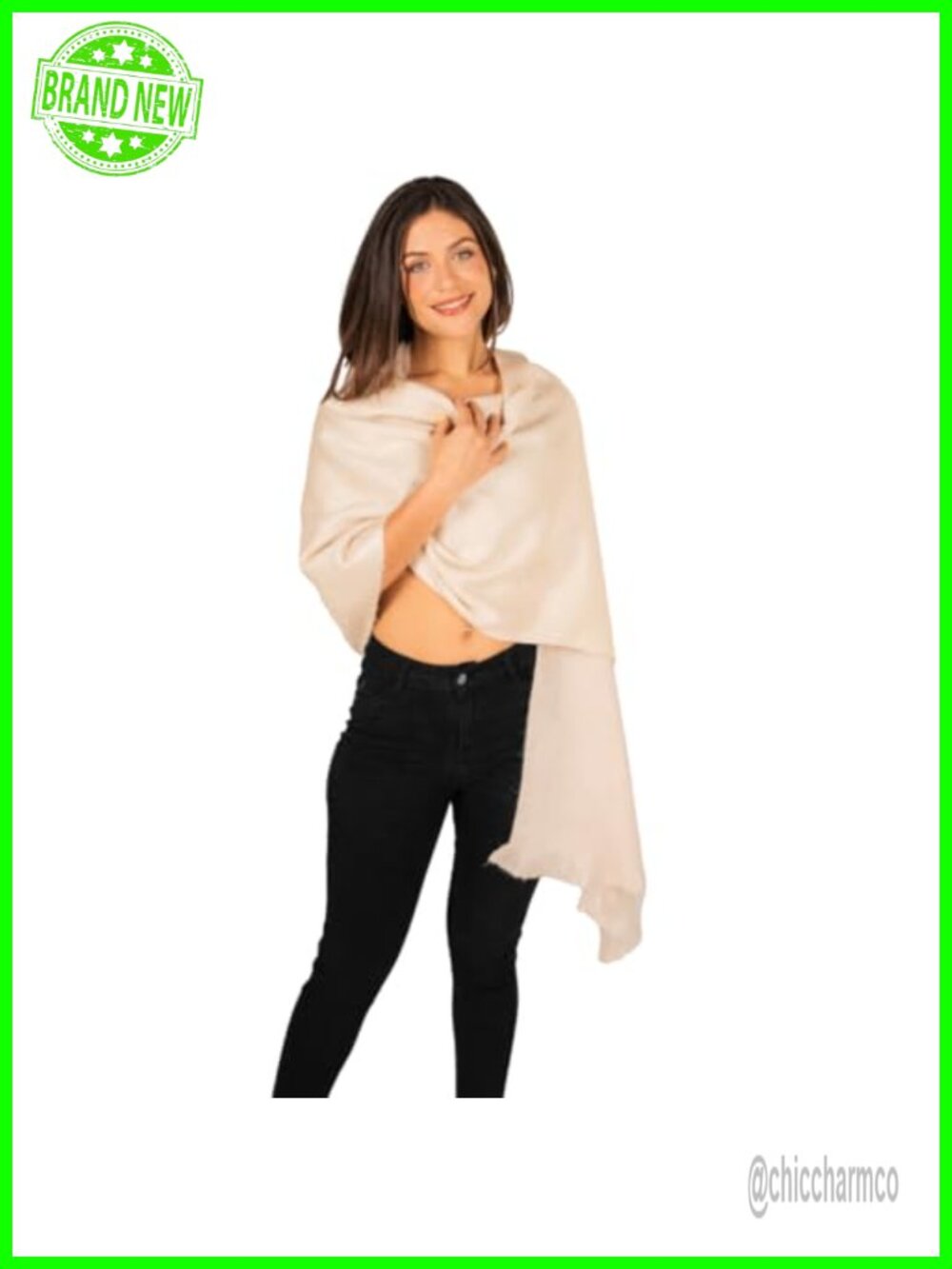 Alpaca Wool Shawl Wrap Lightweight Warm Unisex Striped 75x25